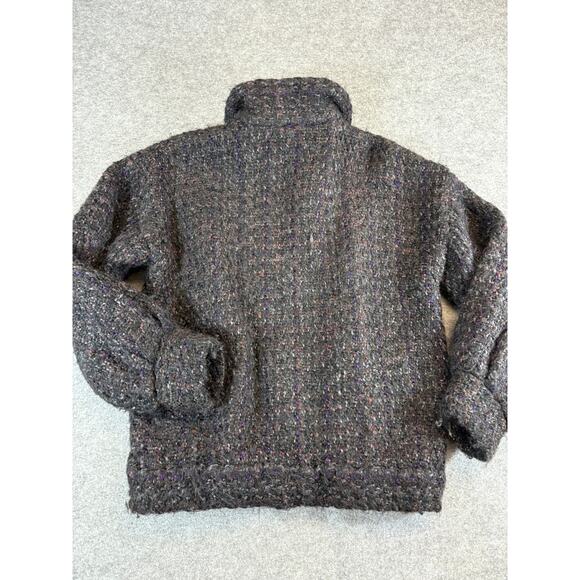 Vintage 90s Tapestries Ireland Fuzzy Woven Full Zip Cardigan Size Large Wool - Picture 3 of 5